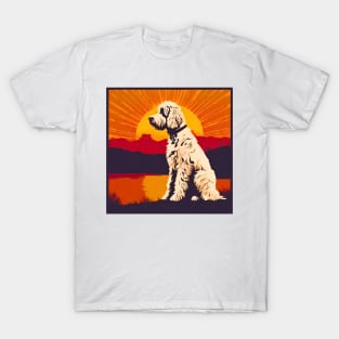 Goldendoodle on Vintage Sunset T-Shirt